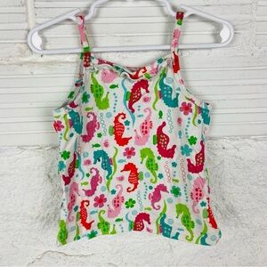 Wonderkids Multicolor Seahorse ruffle cotton tank top size 3T
